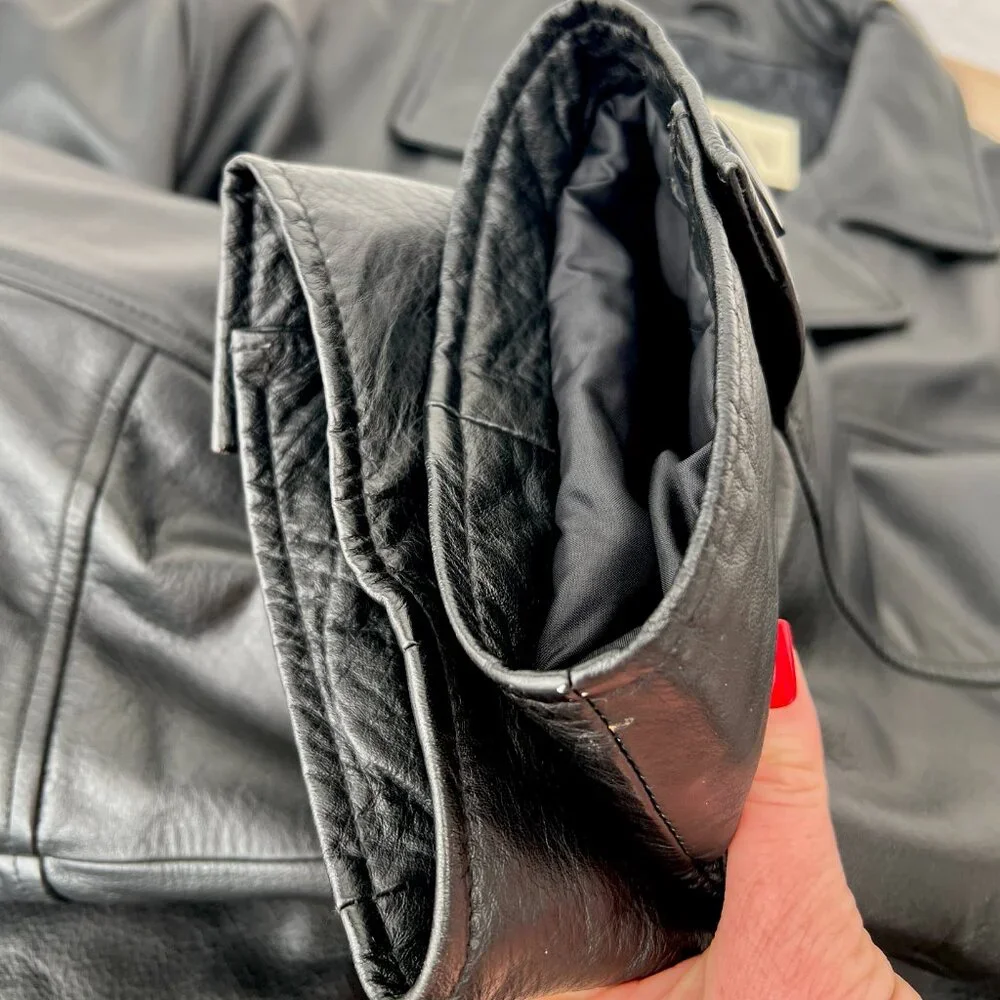 EUC Vintage 1990s M. Julian by Wilsons Leather Black Button Up Men's Car Coat XL